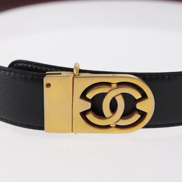 Authentic CHANEL Leather Black Gold CC Belt bst357-121825 - Picture 5 of 11